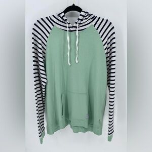 Orvis Classic Collection Mint Green Striped Pullover Hoodie Size Large